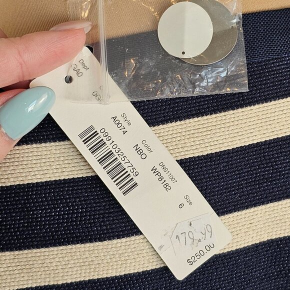 J. Crew NWT Striped Blue and Beige Floral Neckline Sz 6 - Picture 8 of 12